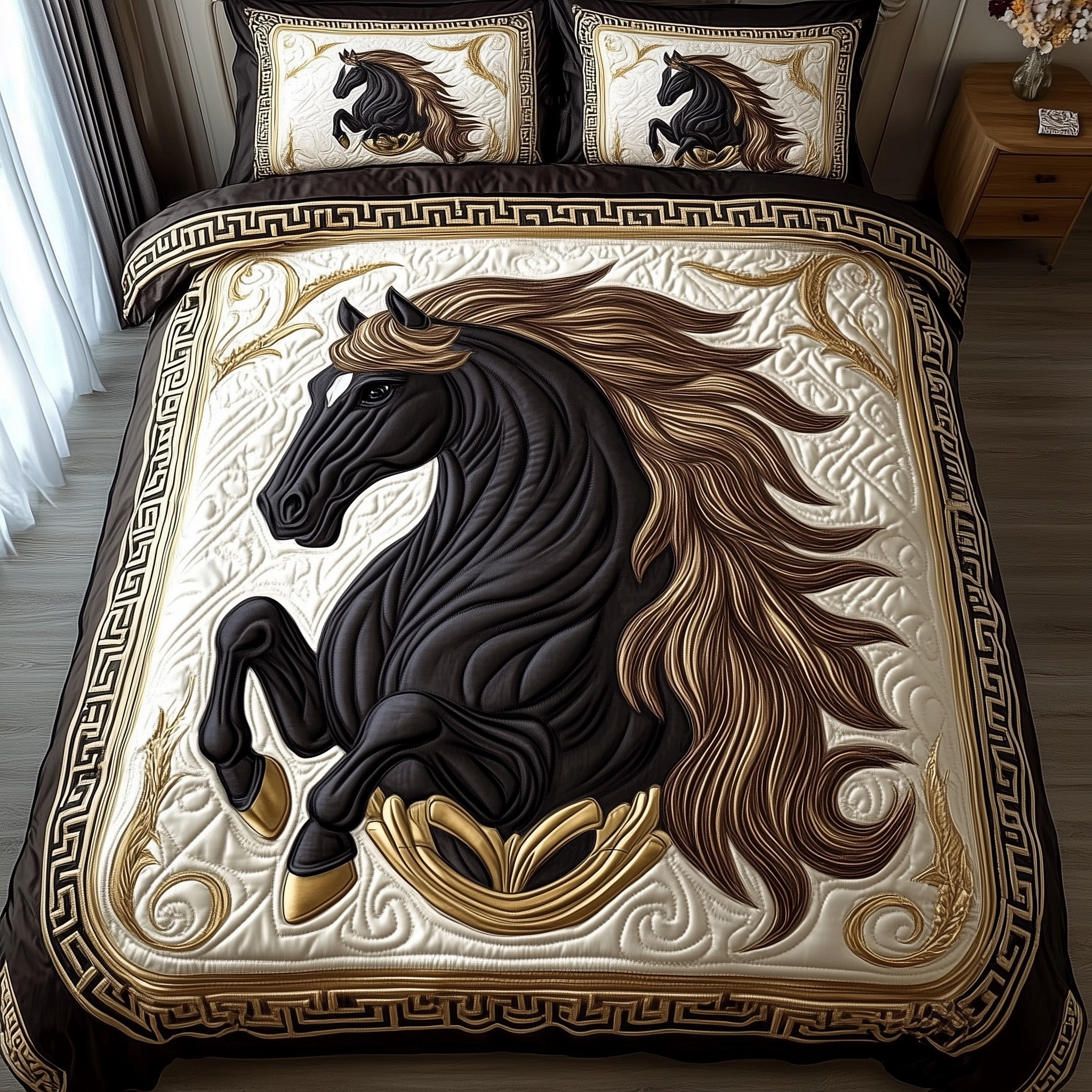 Noble Horse Quilted Bedding Set Noble Horse Rustic Western Bedroom Decor Gifts