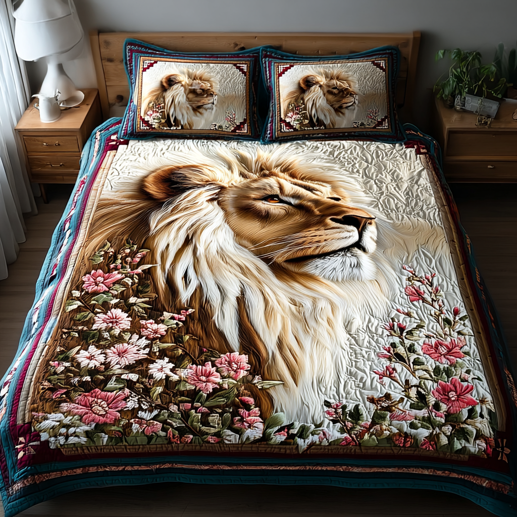 Noble Lion Quilted Bedding Set Best Bed Sheet Set Great Lion Gifts For Him