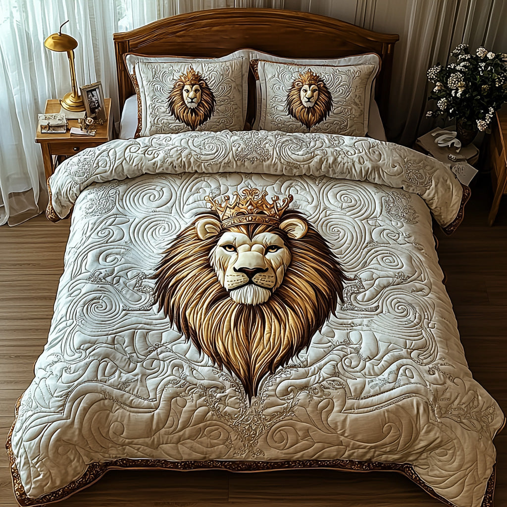 Noble Lion Quilted Bedding Set Cute Room Decor Awesome Gifts For Lion Lovers