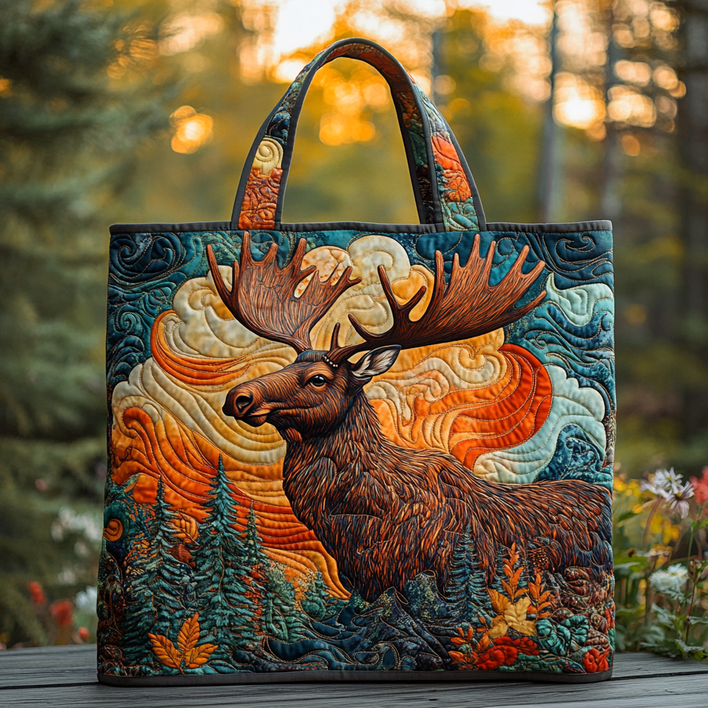 Noble Moose Quilted Tote Bag Forest Gift Shop