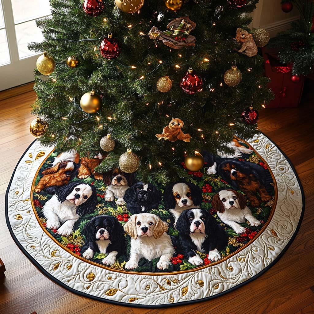Noble Noel Quilted Christmas Tree Skirt Xmas Decorations Best Christmas Present For Dog
