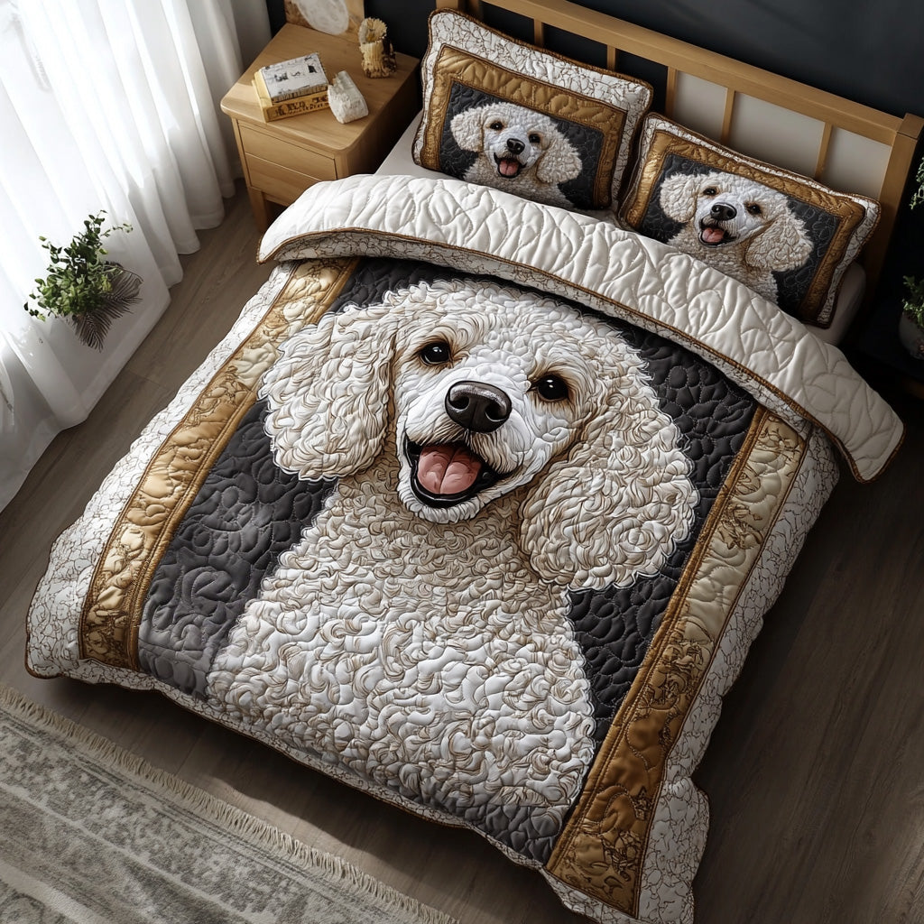 Noble Paws Quilted Bedding Set Best Bedspread Set Poodle Gifts For Ladies