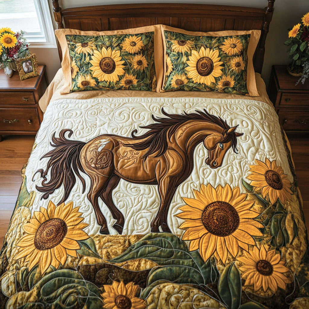 Noble Ride Quilted Bedding Set Bed Decor Memorial Gifts For Horse Lovers