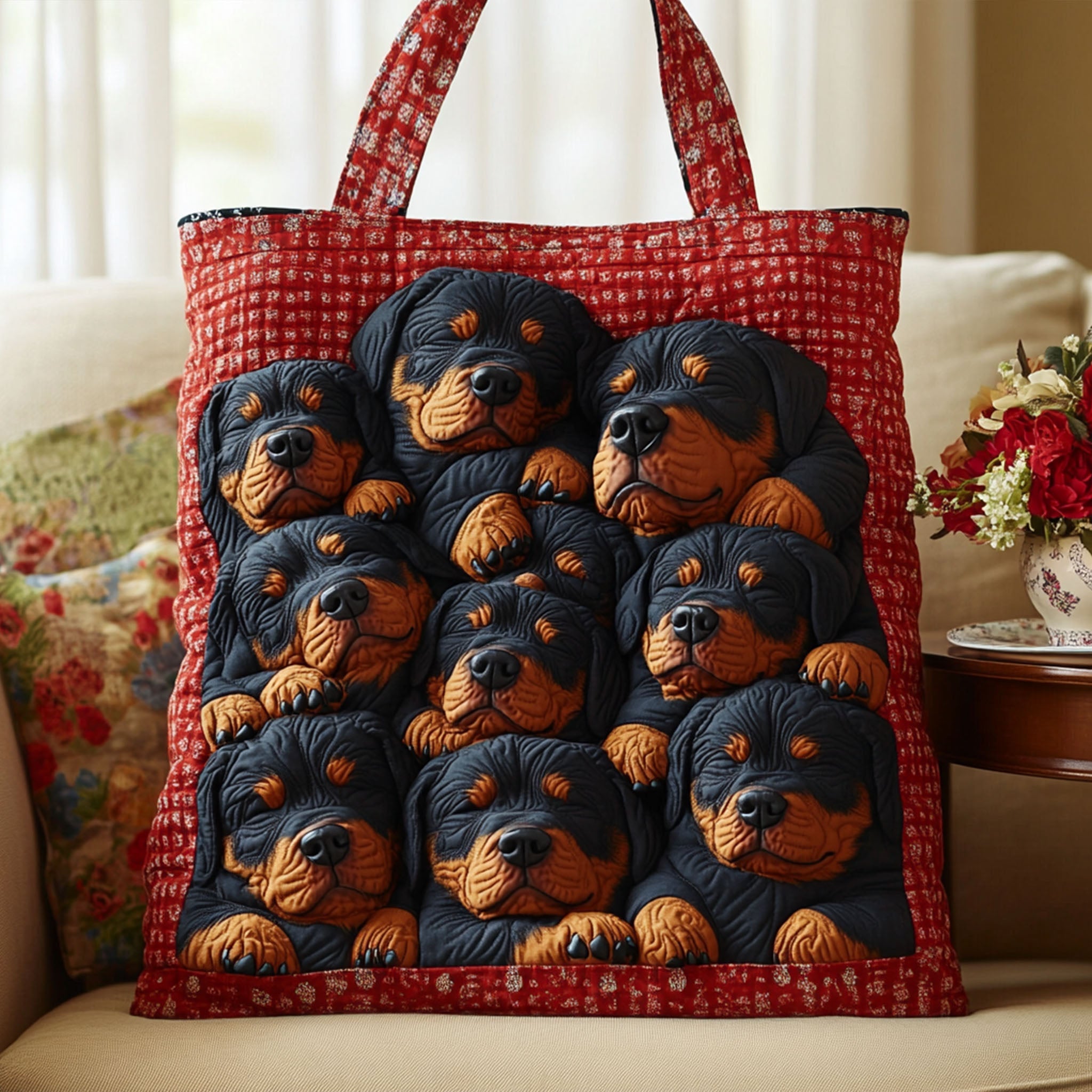 Noble Rottweiler Quilted Tote Bag Gifts For Dog Lovers