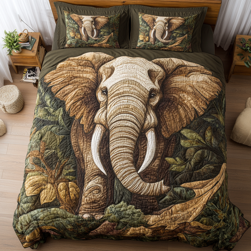 Noble Safari Quilted Bedding Set Cool Bedroom Decor Unique Elephant Presents