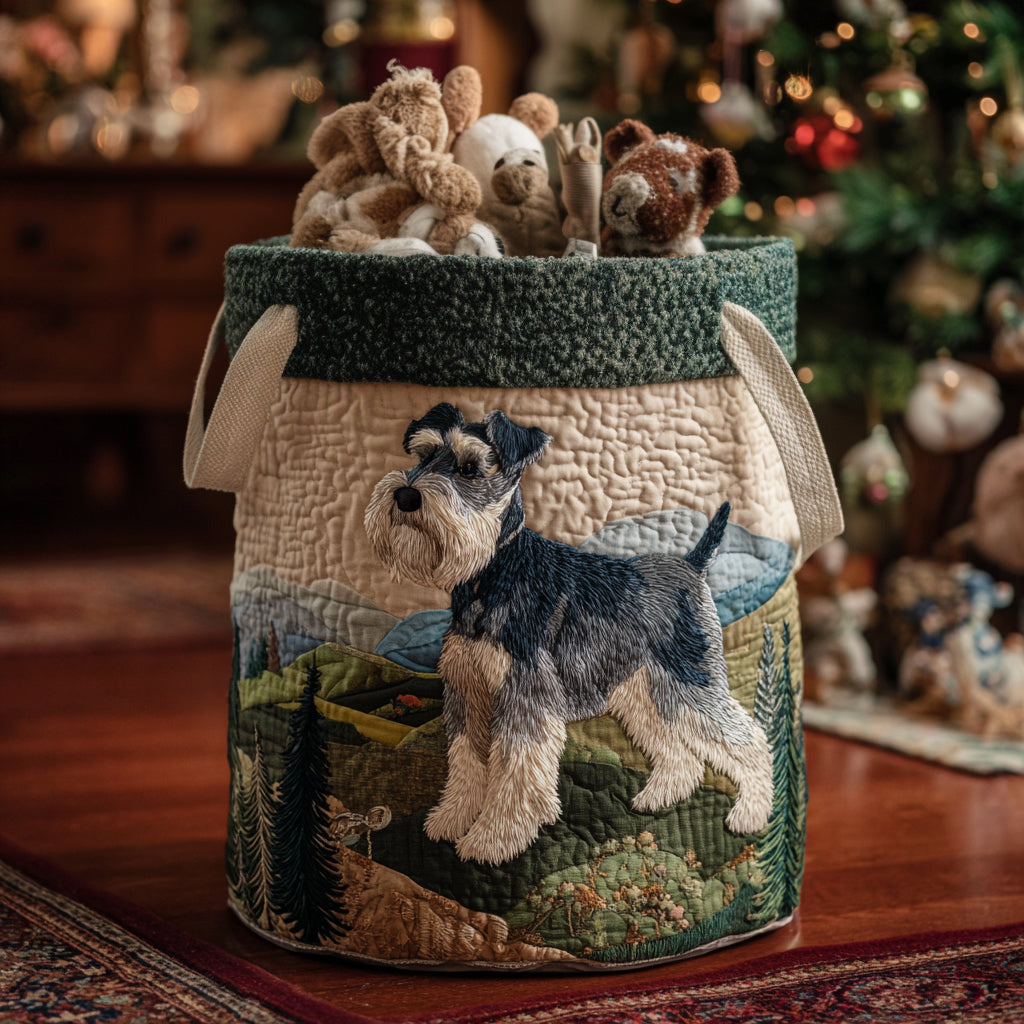 Noble Schnauzer Quilted Laundry Basket Soft Quilted Laundry Basket for Daily Home Use