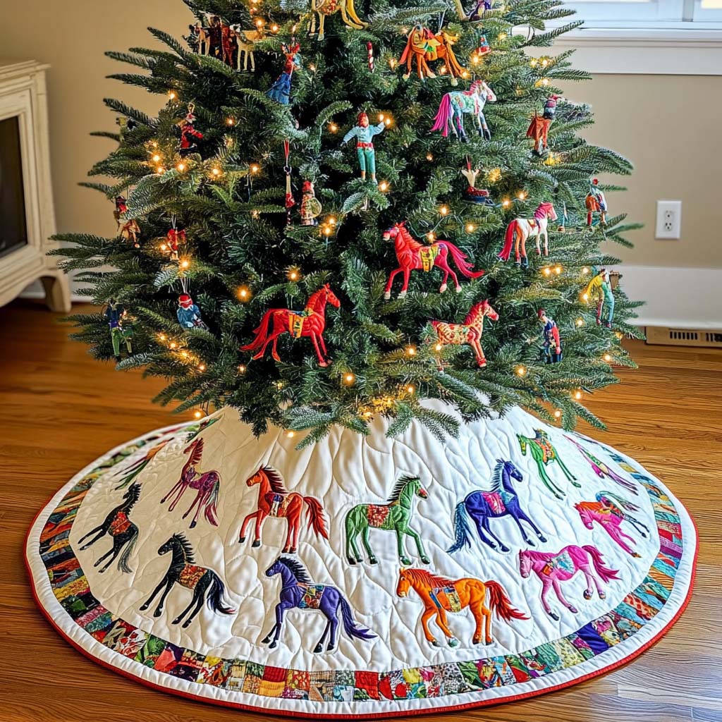 Noble Spirit Christmas Quilted Tree Skirt Lovely Holiday Tree Skirt for Festive Vibes