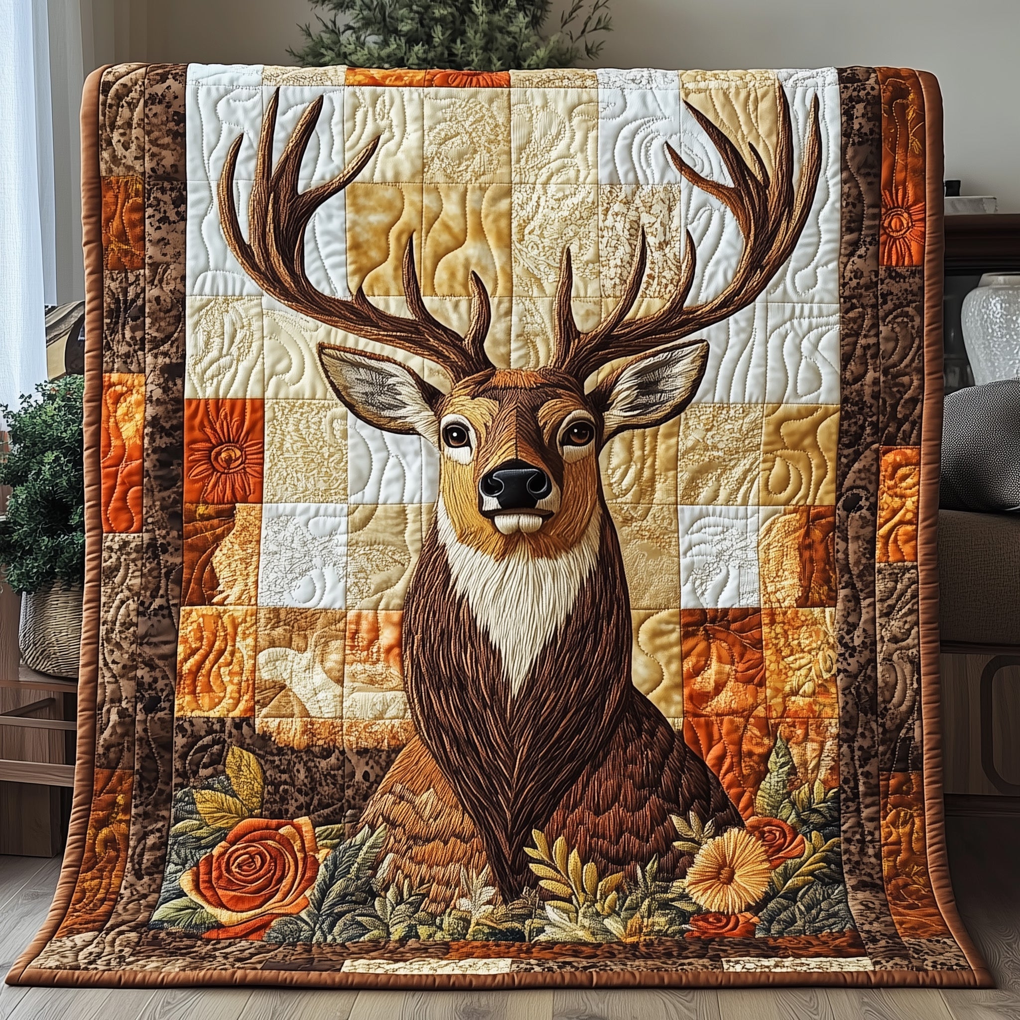 Noble Stag Quilted Blanket Merchandise Throw BlanketChristmas Presents For Deer Hunters