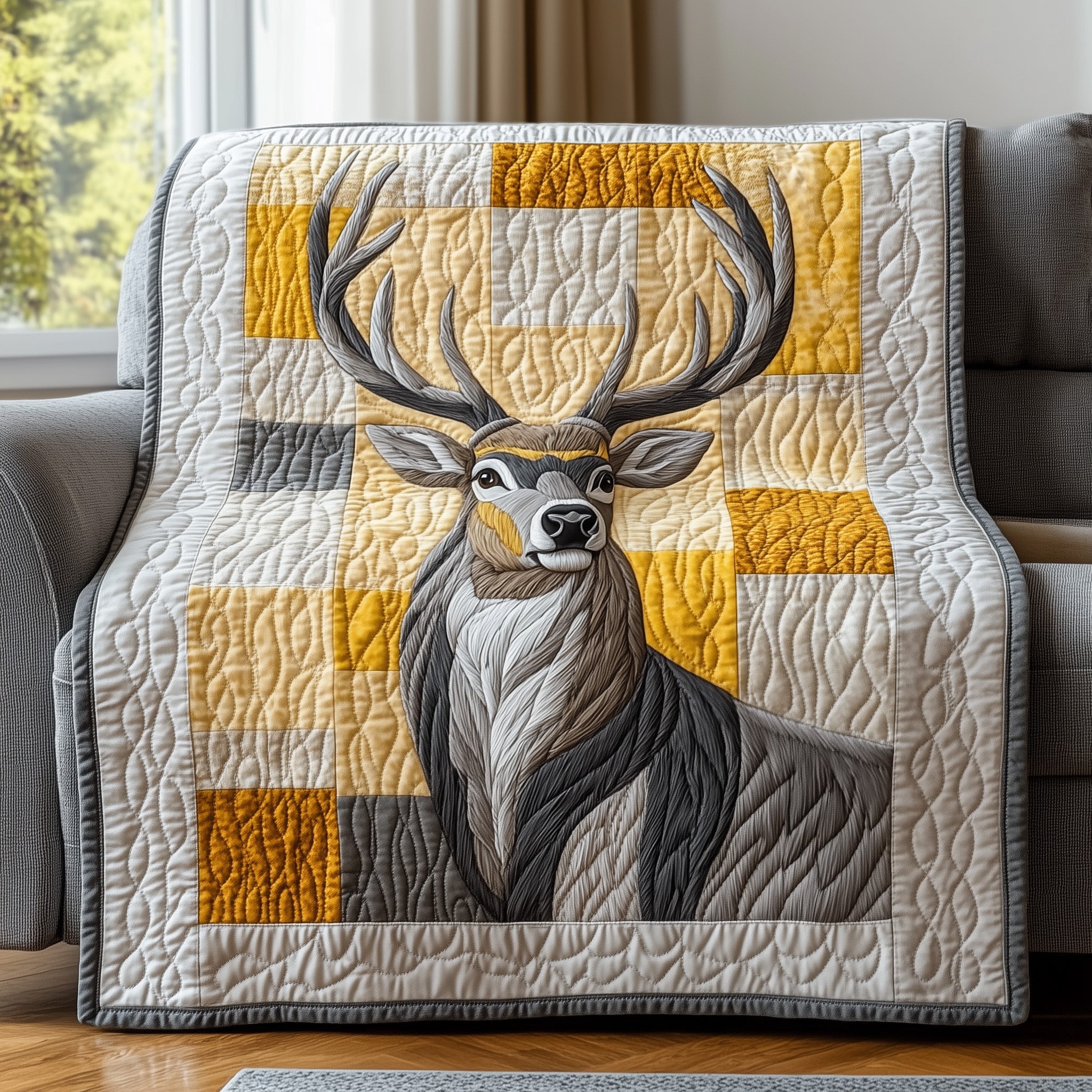 Noble Stag Quilted Blanket Merchandise Throw BlanketCool Gifts For Deer Hunters Christmas