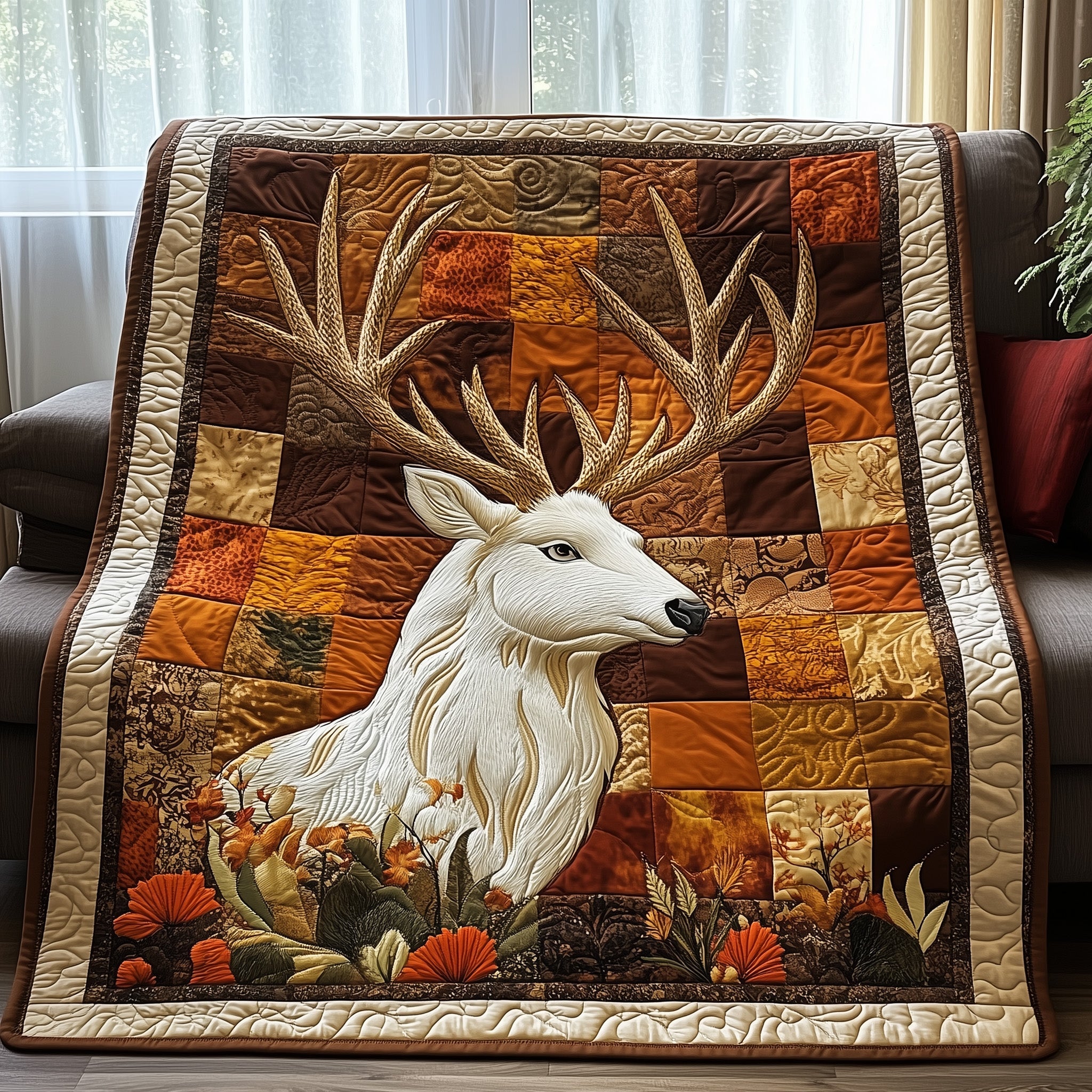 Noble Stag Quilted Blanket Merchandise Throw BlanketGood Gifts For Deer Hunters