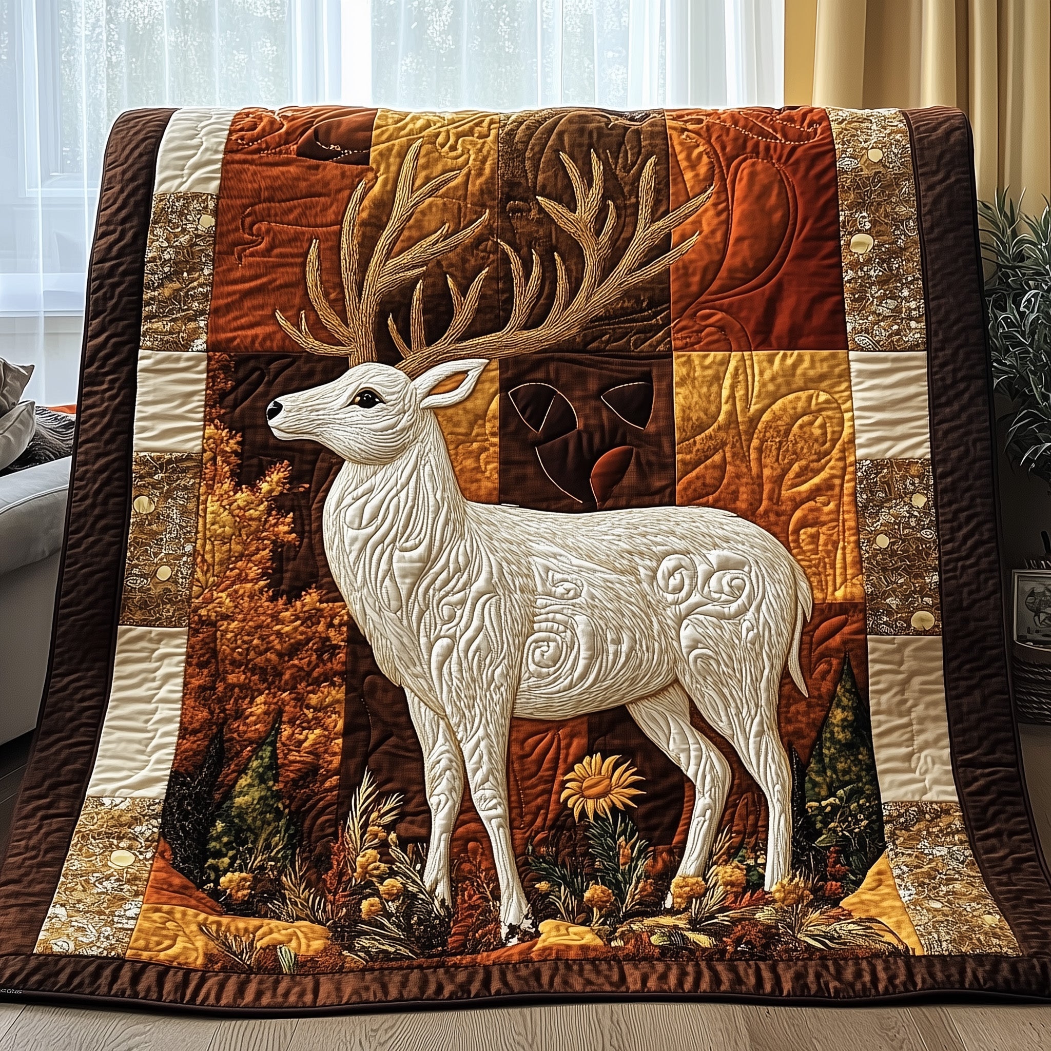 Noble Stag Quilted Blanket Merchandise Throw BlanketTop Gifts For Deer Hunters Christmas