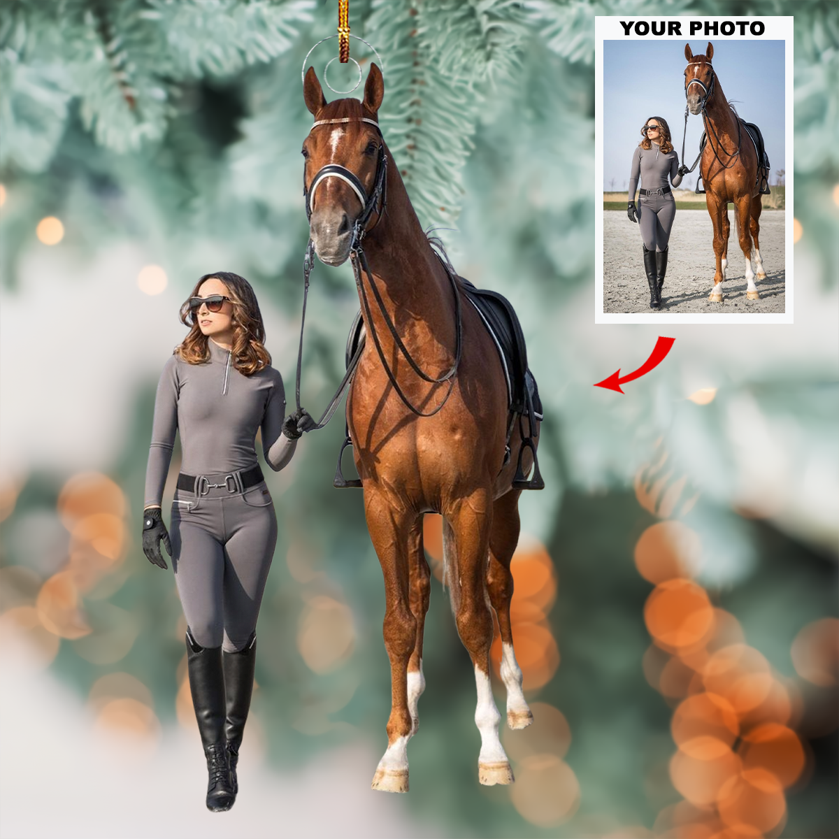 Noble Steed Personalized Photo Mica Ornament Gift For Horse Lovers Family Members