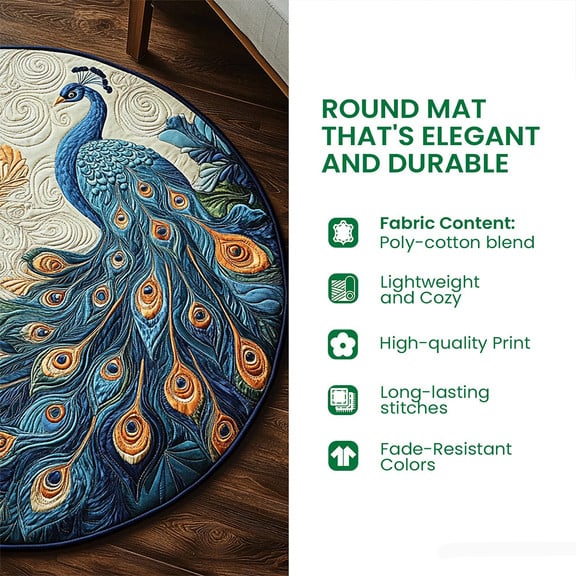 Noble Steed Quilted Round Mat Entryway Christmas Decor Ideas Horse Gifts For Equestrian Riders - Image 4