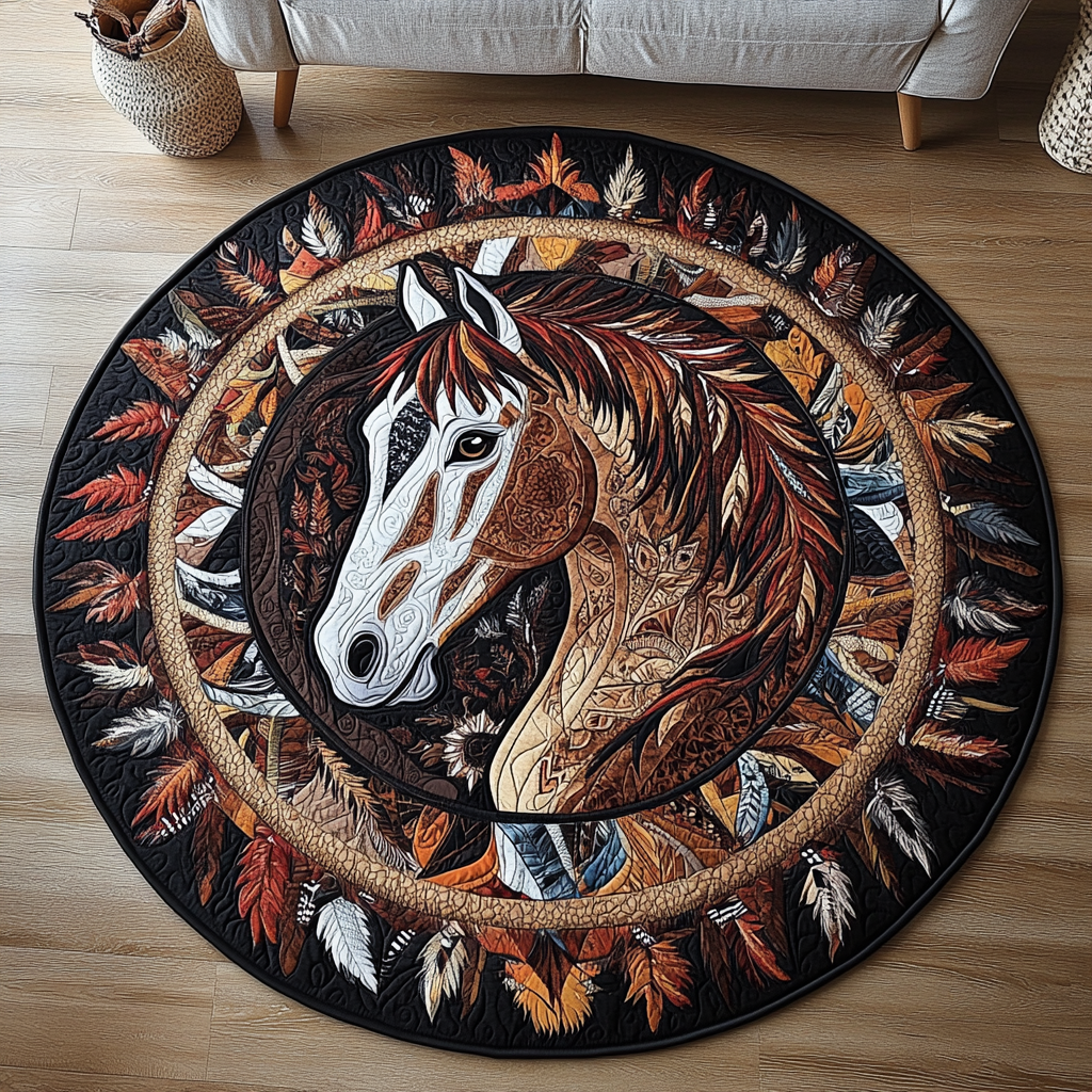 Noble Steed Quilted Round Mat Entryway Christmas Decor Ideas Horse Gifts For Equestrian Riders