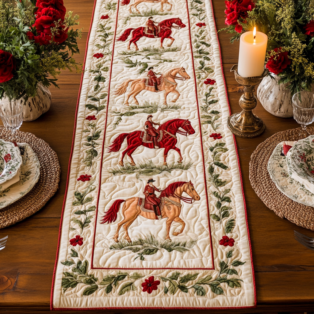 Noble Steed Quilted Table Runner Kitchen Table Decor Ideas Gifts For Horse Trainers