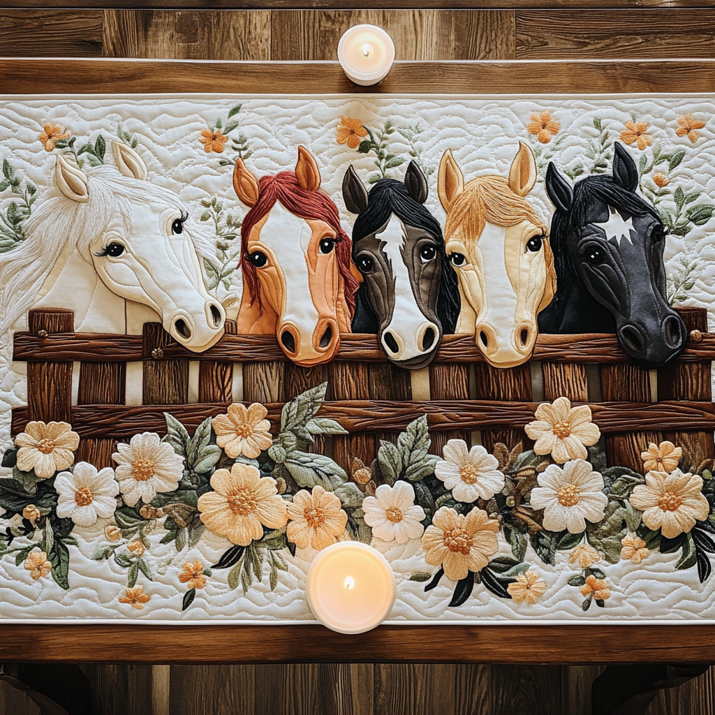 Noble Steps Quilted Table Runner Kitchen Table Decor Ideas Horse Related Gifts