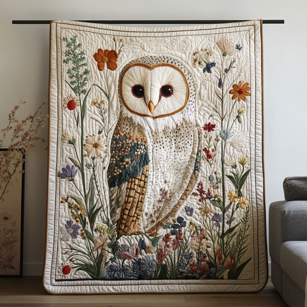 Nocturnal Wings Quilted Blanket Best Throw Blanket Owl Presents For Her