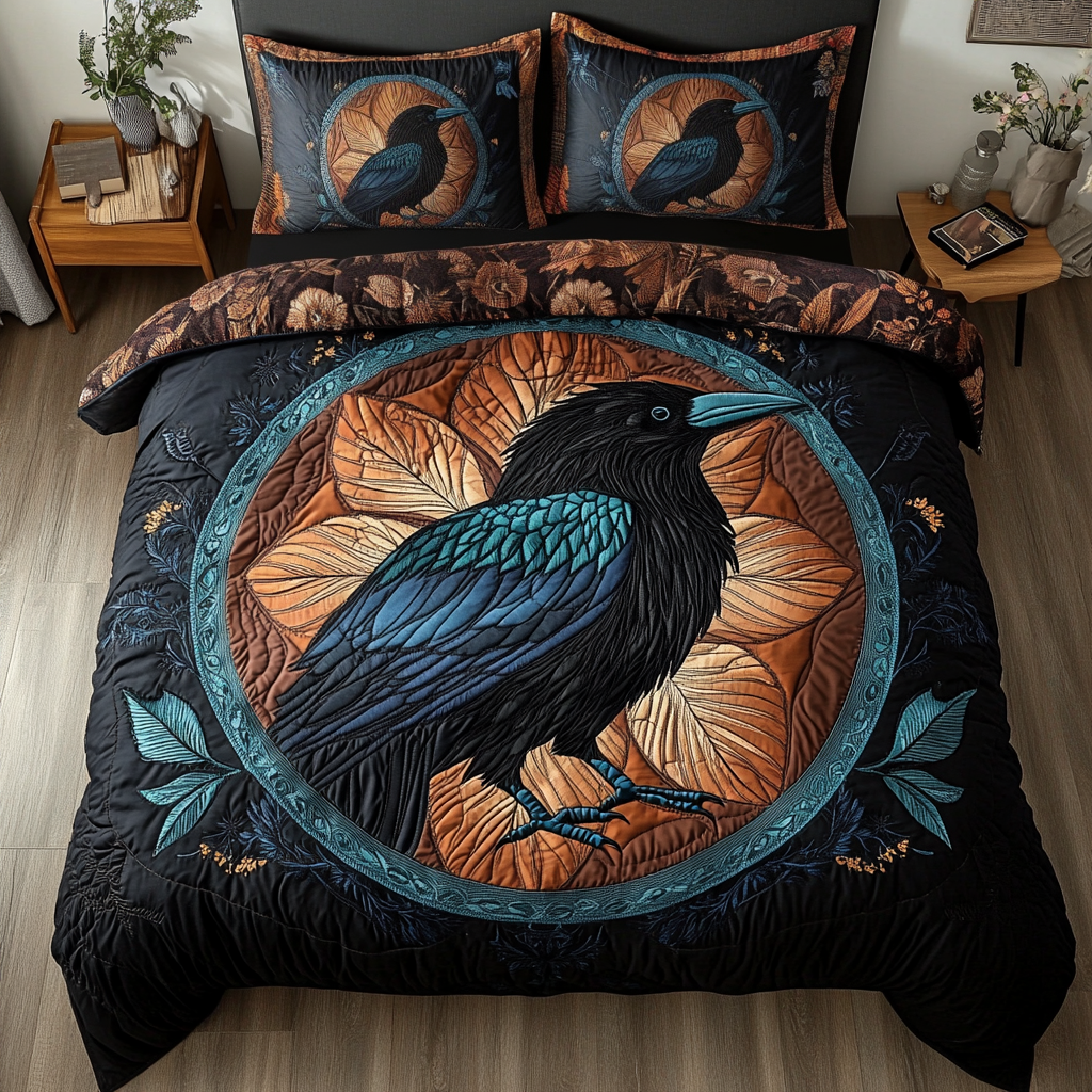 Nocturne Haven Quilted Bedding Set Bedroom Decor Ideas Raven Themed Gifts