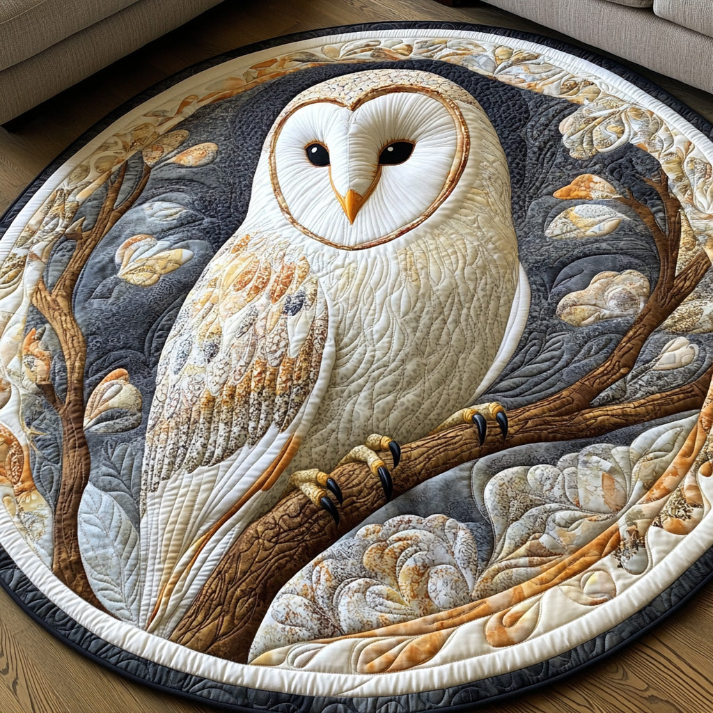 Nocturne Watcher Quilted Round Mat Foyer Decor Ideas Best Gifts For Owl Lovers
