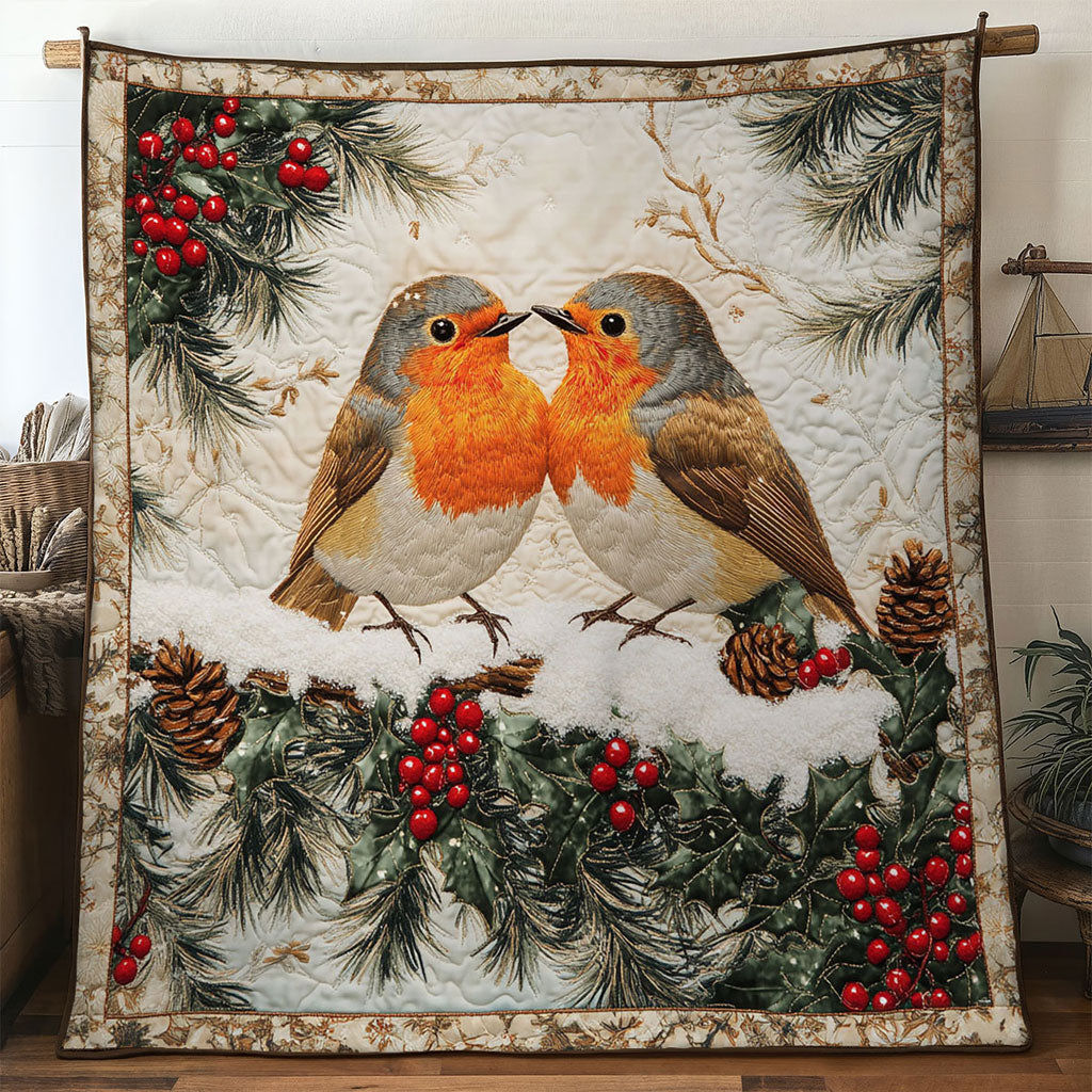 Noel Birds European Robin Quilt Soft Quilt Blanket to Add Style and Warmth