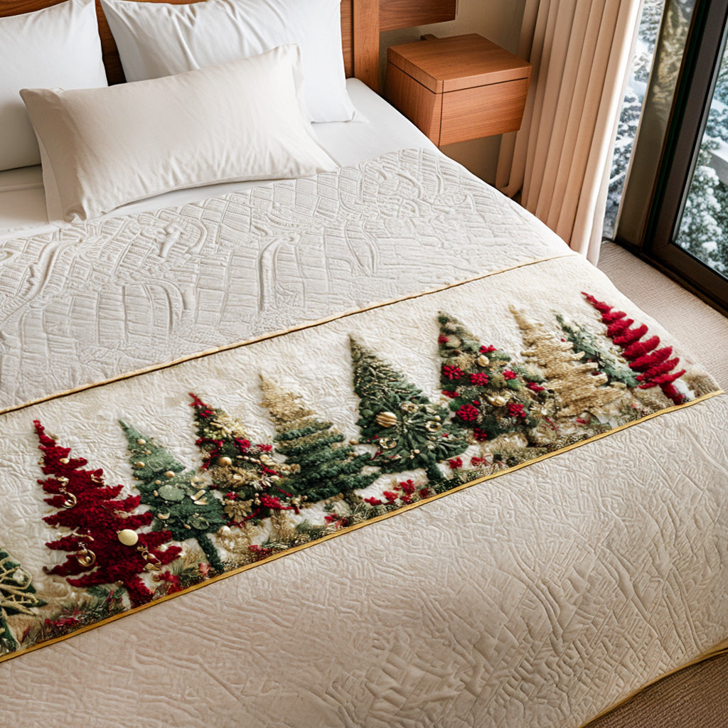 Noel Forest Quilted Bed Runner Holiday Bed Runner Family Xmas Gift Ideas