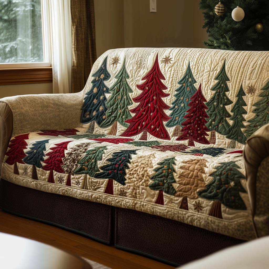 Noel Night Quilted Sofa Cover Living Room Winter Decor Unique Gifts Family