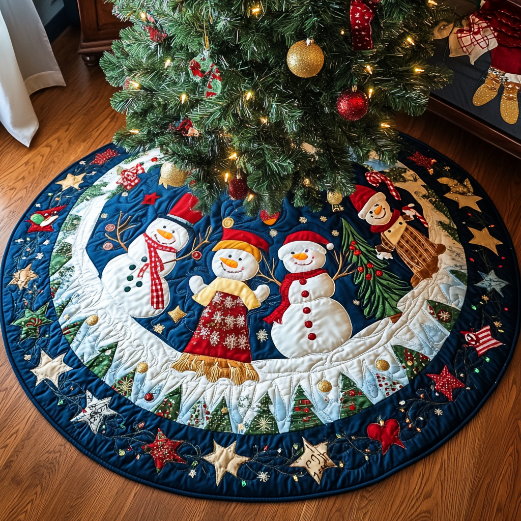 Noel Nostalgia Quilted Christmas Tree Skirt Xmas Decorations Cute Gnome Gifts
