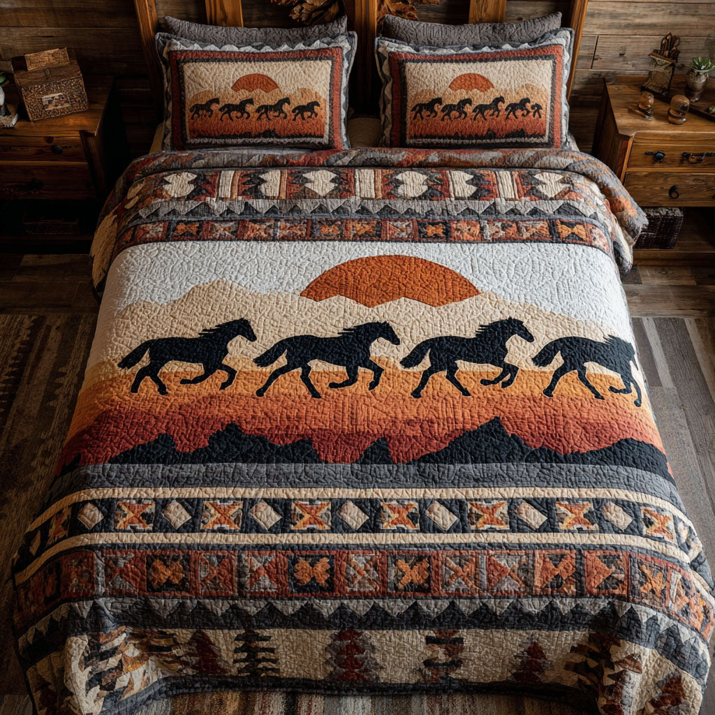 Nomad Soul Quilted Bedding Set Aesthetic Room Decor Best Presents For Horse Lovers