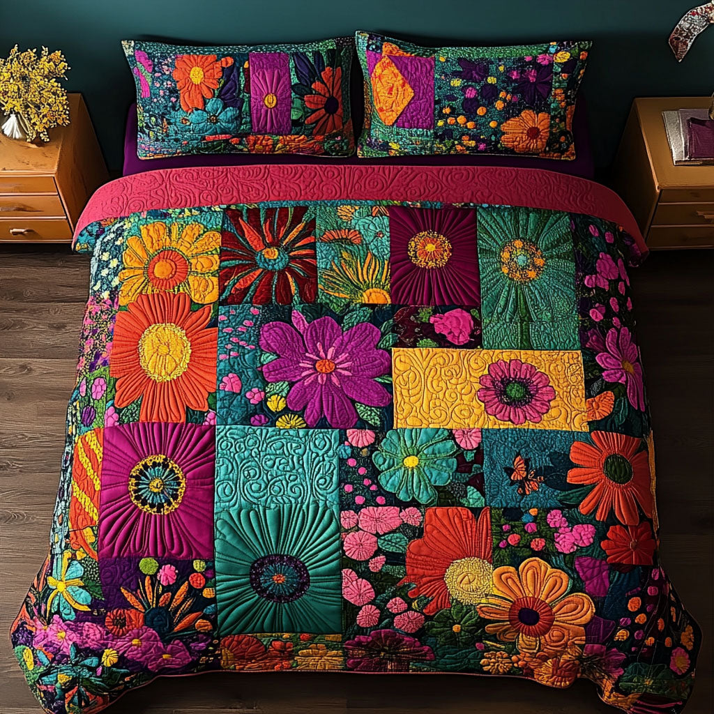 Nomadic Soul Quilted Bedding Set Cozy Bedroom Decor Gifts For Hippie Friends