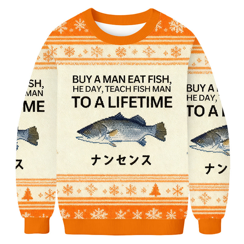 Nonsense Buy A Man Eat Fish Christmas Ugly Sweater Xmas Wear Christmas Gift For Him
