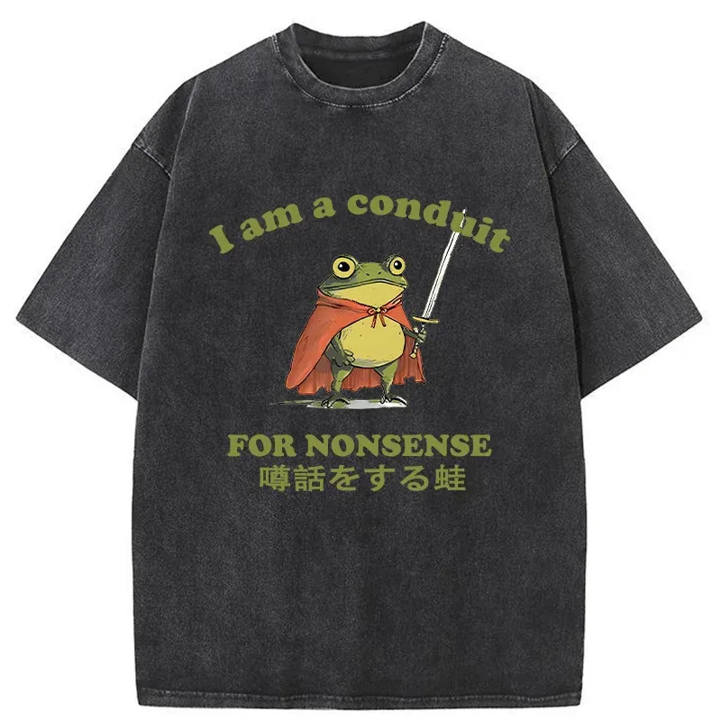 Nonsense Frog Washed T-Shirt Soft Cotton Daily Wear Tee Gifts For Her