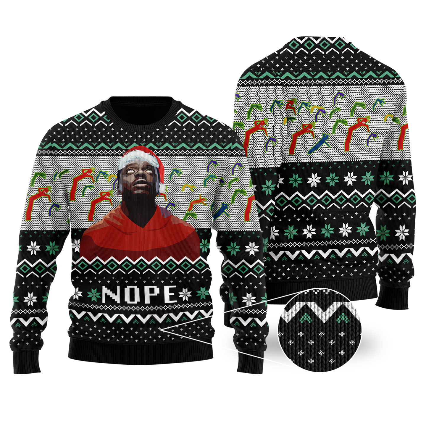 Nope Ugly Christmas Sweater Black Unique Holiday Sweater Gift Idea for Loved Ones
