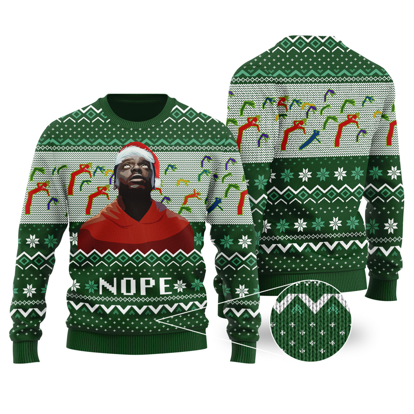 Nope Ugly Christmas Sweater Forest Green Warm and Comfy Sweater for Winter Days