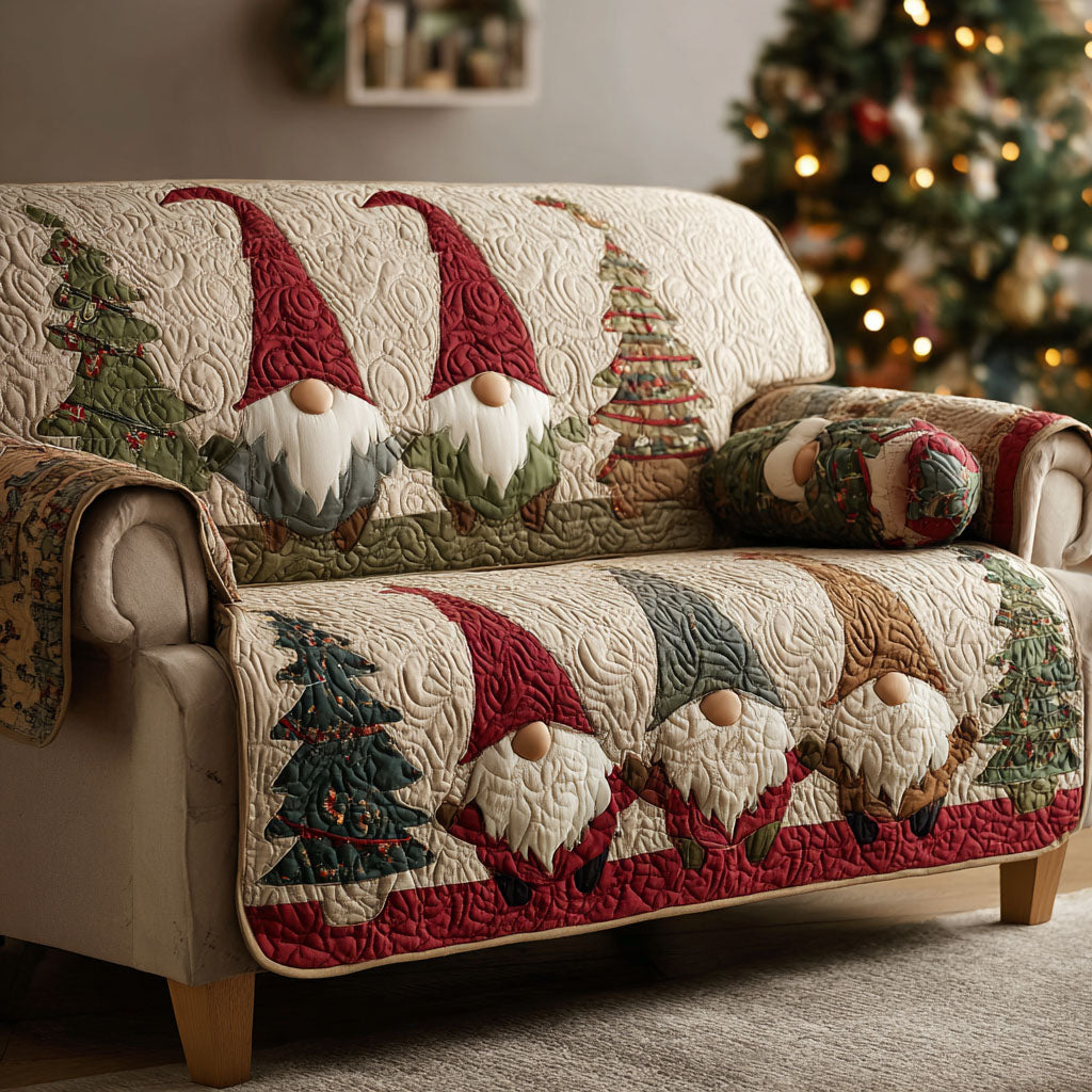 Nordic Gnome Quilted Sofa Cover Christmas Family Room Decor Good Gifts For Grandma