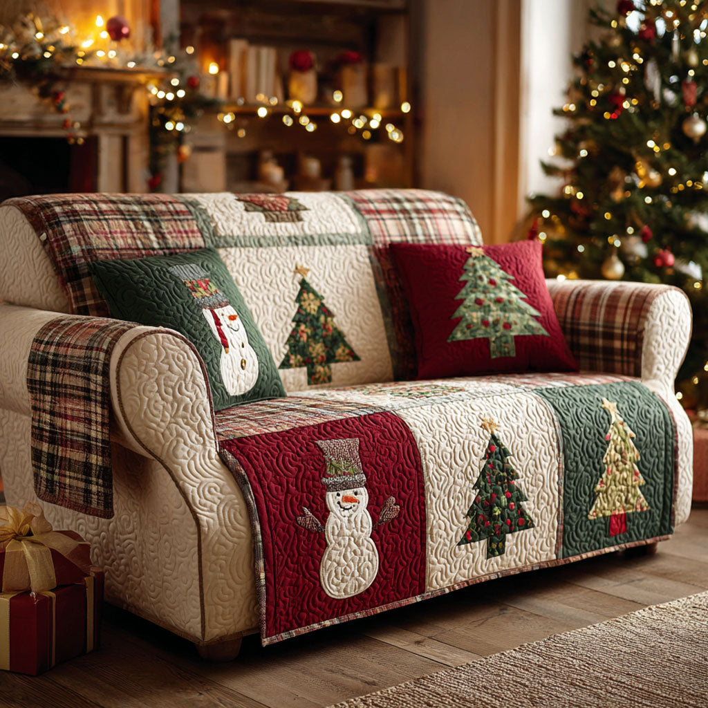 Nordic Joy Quilted Sofa Cover Christmas Family Room Decor Christmas Gifts For Mom
