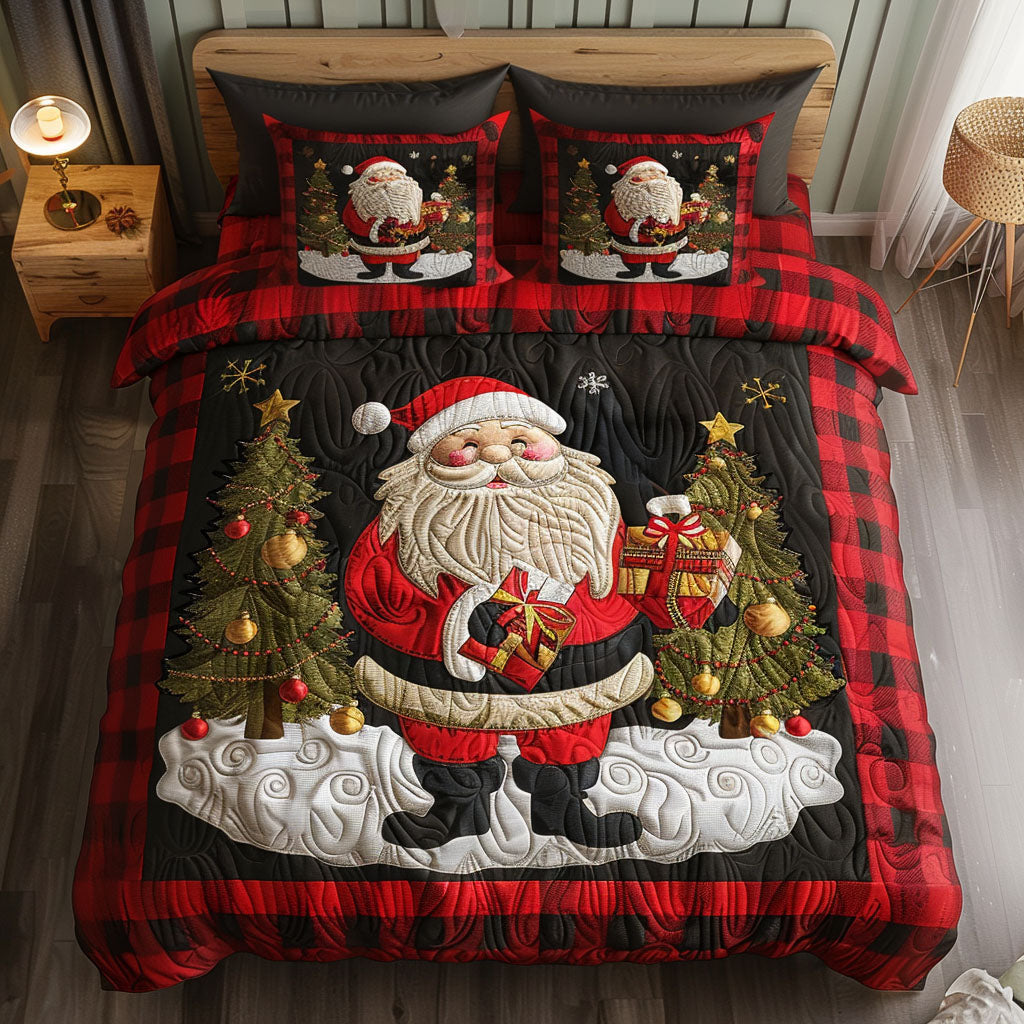 Nordic Santa Quilted Bedding Set Holiday Season Duvet Cover Set Christmas Ideas Present For Men