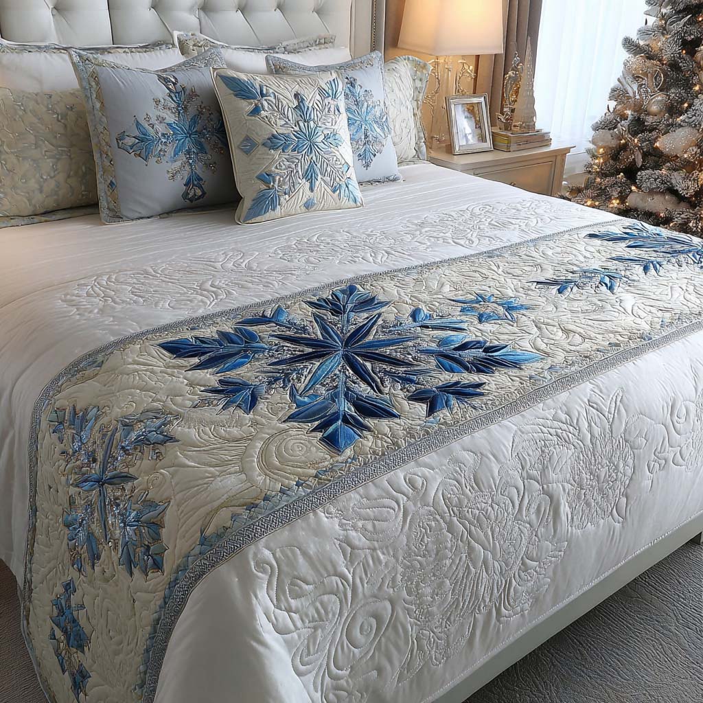 Nordic Star Quilted Bed Runner Christmas Bed Scarf Xmas Gift Ideas