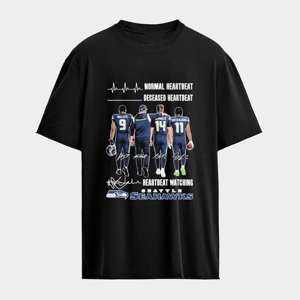 Normal Heartbeat Deceased Heartbeat Heartbeat Watching Seattle Seahawks Signatures T-Shirt