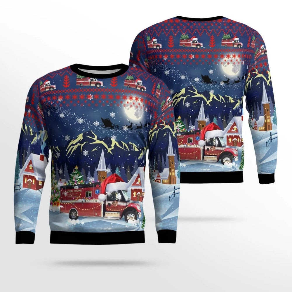 North Boone District Fire and EMS Poplar Grove Illinois Christmas AOP Ugly Sweater Christmas Unisex Sweaters Gift For Christmas