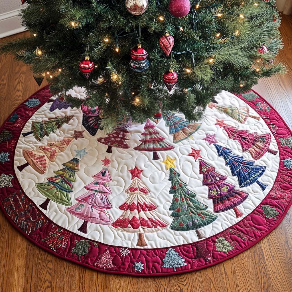 North Glow Christmas Quilted Tree Skirt Holiday Home Decor Awesome Christmas Gifts 2025