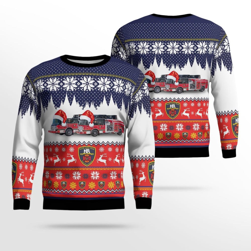 North Little Rock Arkansas North Little Rock Fire Department AOP Ugly Sweater Christmas Unisex Sweaters Gift For Christmas