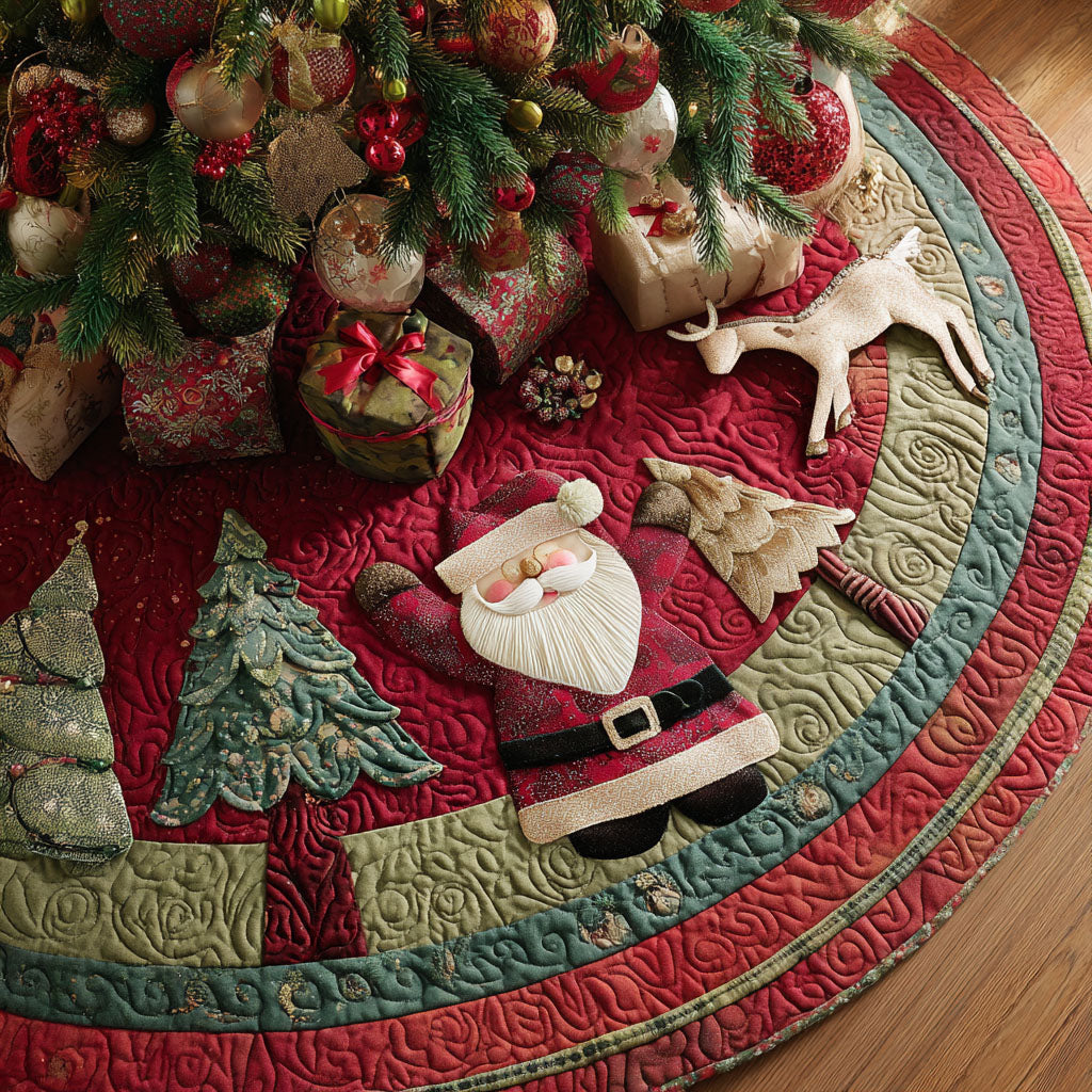 North Pole Charm Christmas Quilted Tree Skirt Indoor Xmas Decorations Best Christmas Gift Ideas
