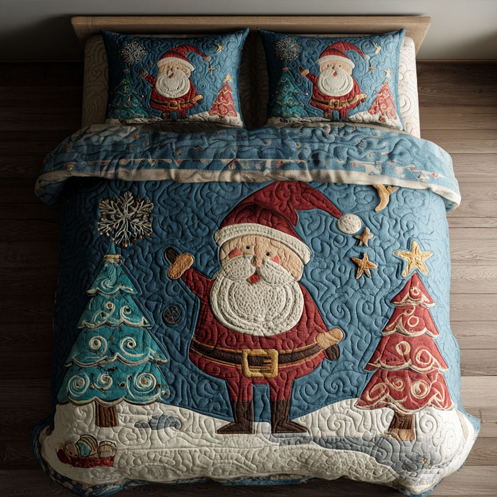 North Pole Cheer Quilted Bedding Set Holiday Duvet Covers Christmas Gifts For Dad