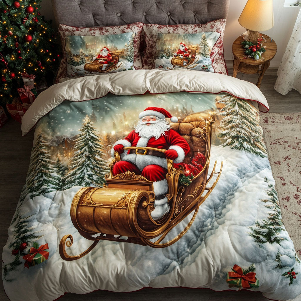 North Pole Joy Quilted Bedding Set Twin Comforter Sets Christmas Gift For Dad
