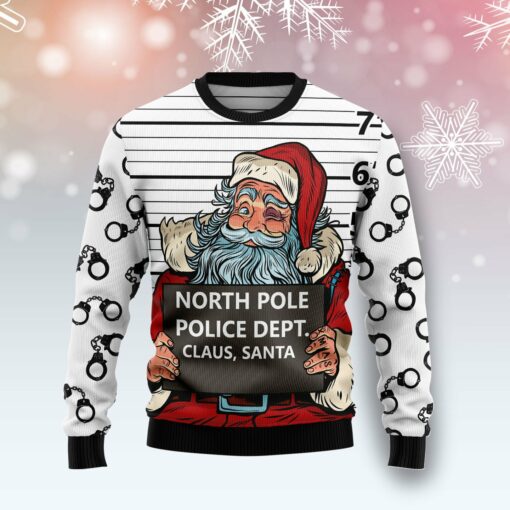 North Pole Police Dept Santa Claus Ugly Christmas Sweater Humor Jumper Gifts For Friends