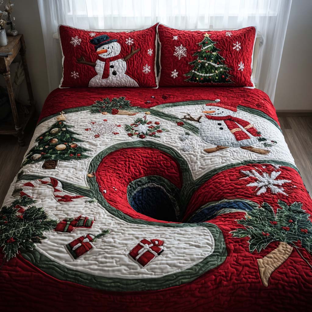 North Pole Portal Quilted Bedding Set Holiday Duvet Cover Set Mother In Law Christmas Gift