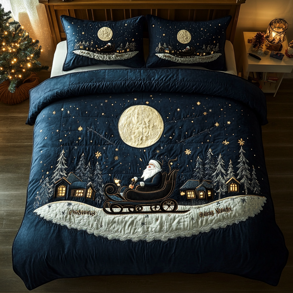 North Pole Spirit Quilted Bedding Set Full Size Bed Set Christmas Gifts For Your Grandmother