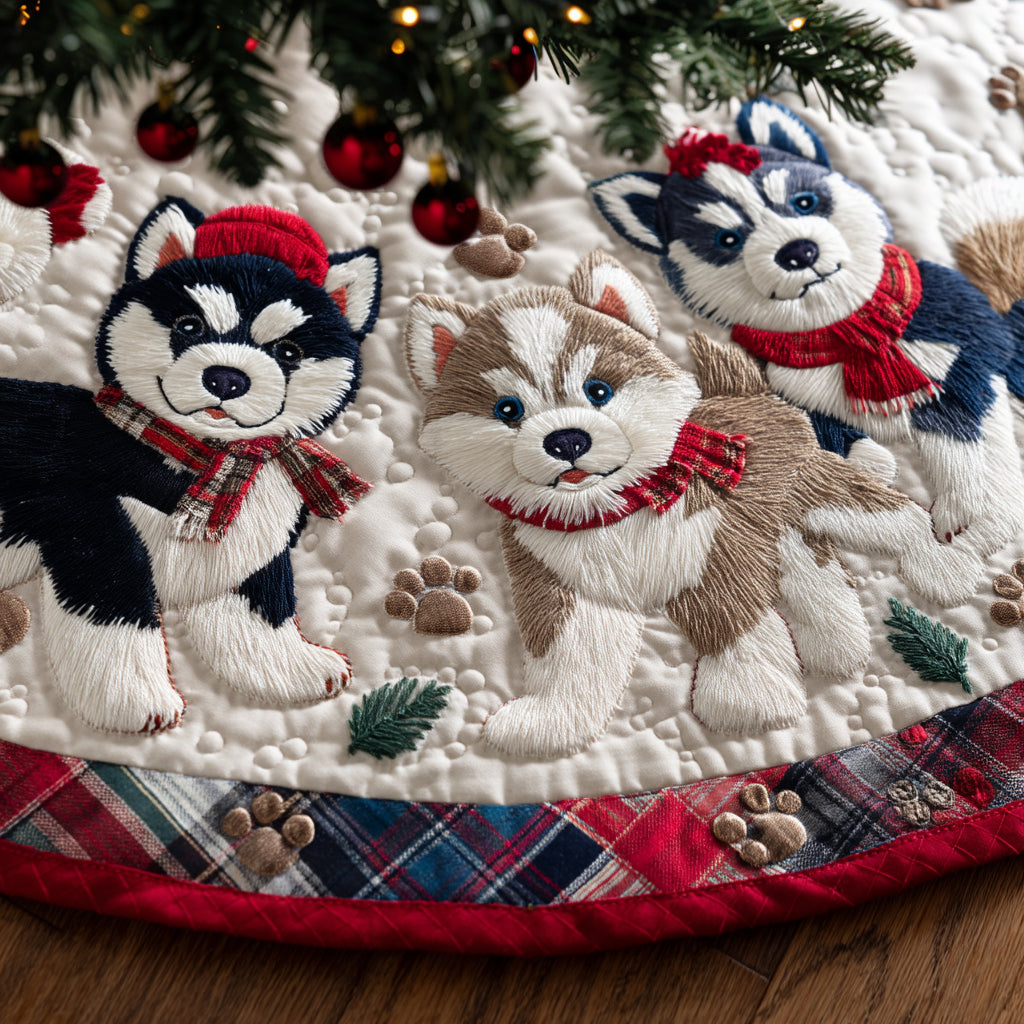 North Star Husky Quilted Christmas Tree Skirt Lovely Holiday Tree Skirt for Festive Vibes