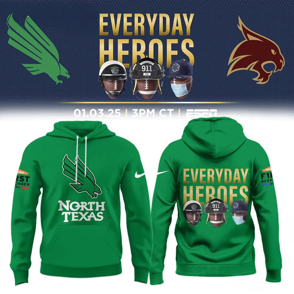 North Texas Mean Green Football Everyday Heroes Hoodie Gift Ideas For Football Lovers