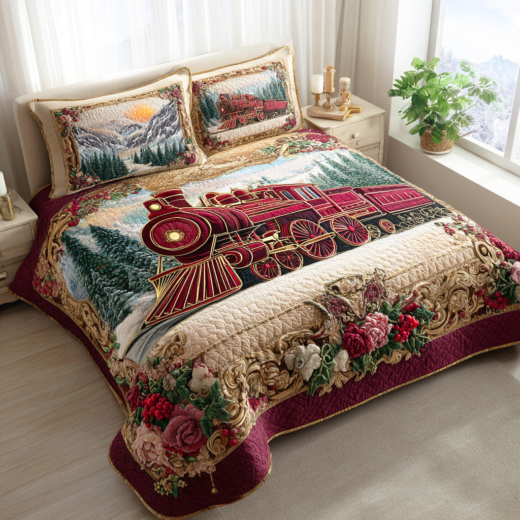 Northbound Express Quilted Bedding Set Full Size Bed Set Meaningful Christmas Gift For Dad